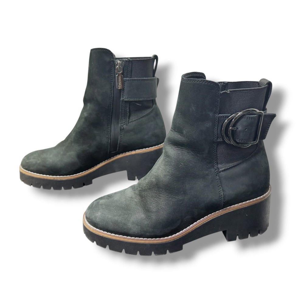 Blondo Dakota Black Waterproof Leather Lug Sole Ankle Boots Womens 8.5 DAKO0130